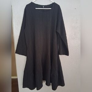 Dress To Kill Jane Mohr Midi Flare Textured Black Dress OSFA